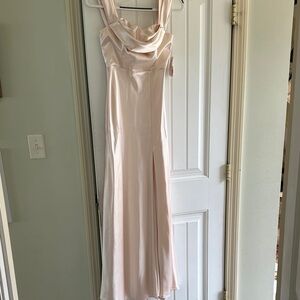 Birdy Grey Mia Satin Cowl Neck Maxi Dress, XS Champagne NWT